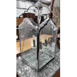 A chromed metal hall lantern, width 35cm, height 75cm *Please note the sale commences at 9am.