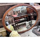 An Edwardian strung mahogany wall mirror, width 90cm, height 65cm *Please note the sale commences at