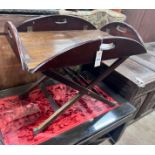 A mahogany butler's tray on folding stand, width 70cm *Please note the sale commences at 9am.