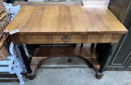 A Biedermeier style mahogany console table, width 104cm, depth 58cm, height 80cm *Please note the