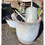 Ten assorted galvanised containers, watering cans, etc. *Please note the sale commences at 9am.