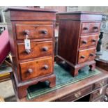 A pair of mahogany bedside chests (converted from desk pedestals), width 34cm, depth 39cm, height