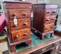 A pair of mahogany bedside chests (converted from desk pedestals), width 34cm, depth 39cm, height