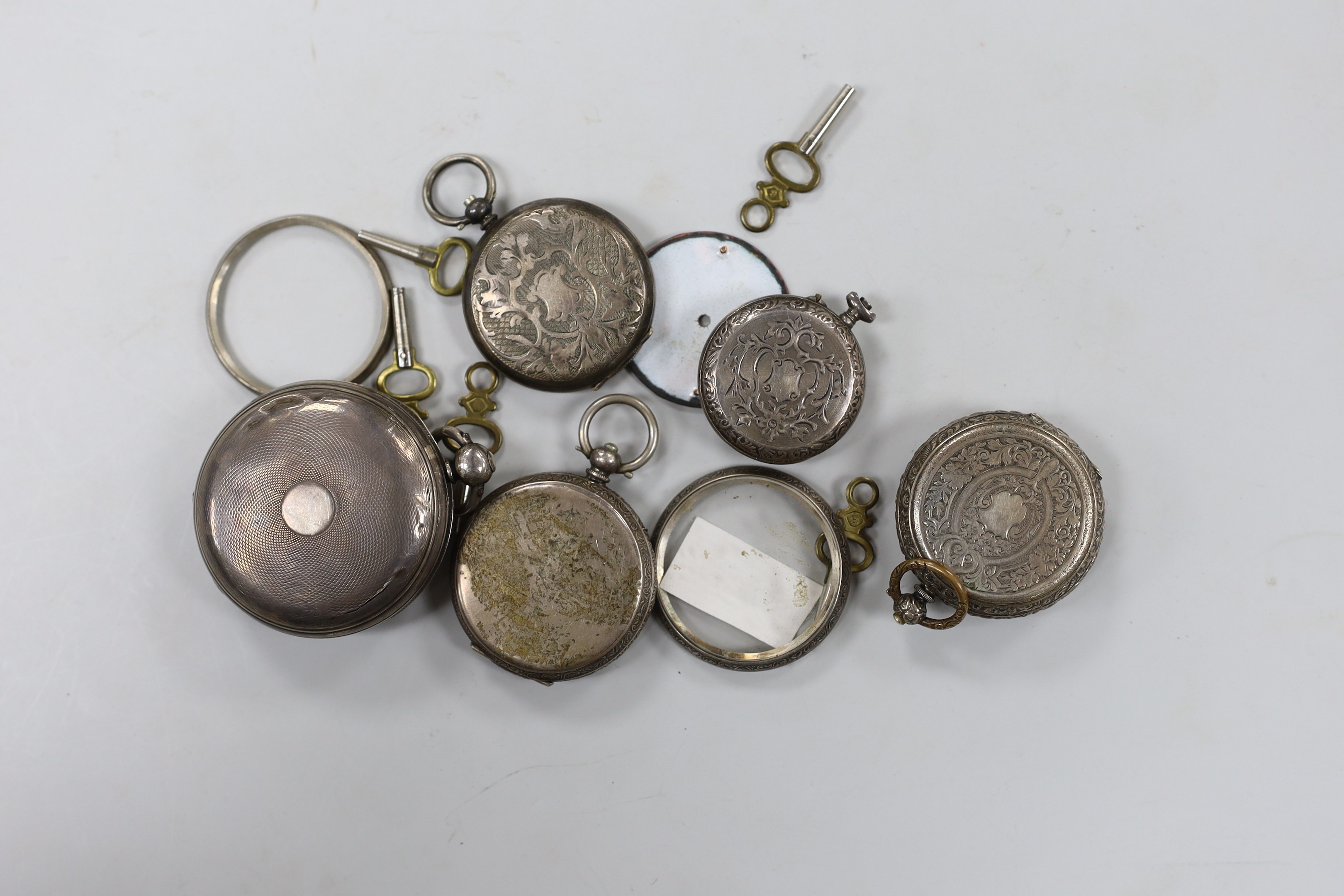 An early 19th century open faced silver keywind verge pocket watch by J.W. Bedwood of Shoreditch and - Image 2 of 2