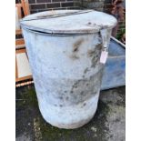 A vintage galvanised circular grain bin, diameter 66cm, height 90cm *Please note the sale