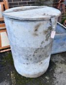 A vintage galvanised circular grain bin, diameter 66cm, height 90cm *Please note the sale