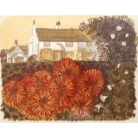 Robert Tavener (1920-2004), linocut, Country garden and cottage (2), signed in pencil, 24/50,