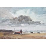 J. E..., pair of watercolours, Open landscapes, one indistinctly signed, 17.5 x 24cm