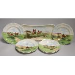 A Royal Doulton series ware hunting sandwich set signed Charles Simpson, D6326