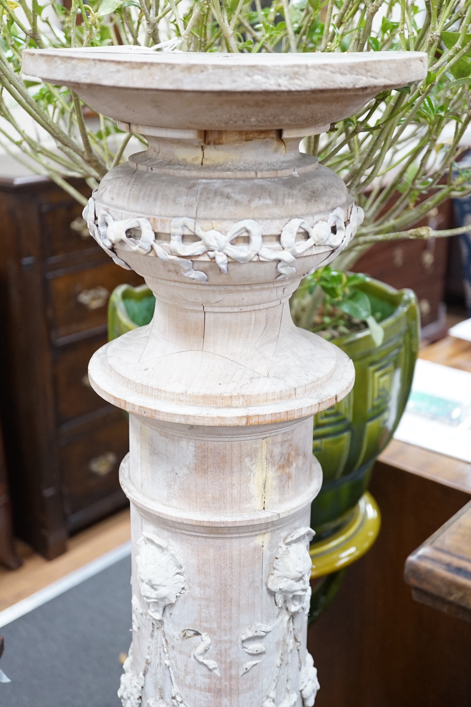 A part painted composition and turned beech pedestal, height 131cm *Please note the sale commences - Image 2 of 2