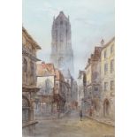 E. W. Nevil, pair of watercolours, 'Frankfort' and 'Huy on The Meuse', signed and titled, 75 x 48cm