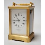 An early 20th century lacquered brass carriage timepiece marked Goldsmiths Alliance, London 17554