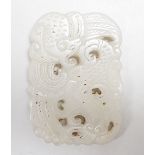 A Chinese white jade plaque, 19th / 20th century, 6 x 4cm