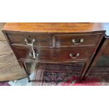 A small 1920's mahogany bowfront three drawer chest, width 71cm, depth 49cm, height 78cm *Please
