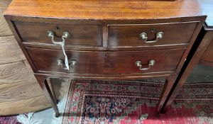 A small 1920's mahogany bowfront three drawer chest, width 71cm, depth 49cm, height 78cm *Please