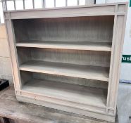 A contemporary painted open three-shelf bookcase, width 90cm, depth 28cm, height 83cm *Please note
