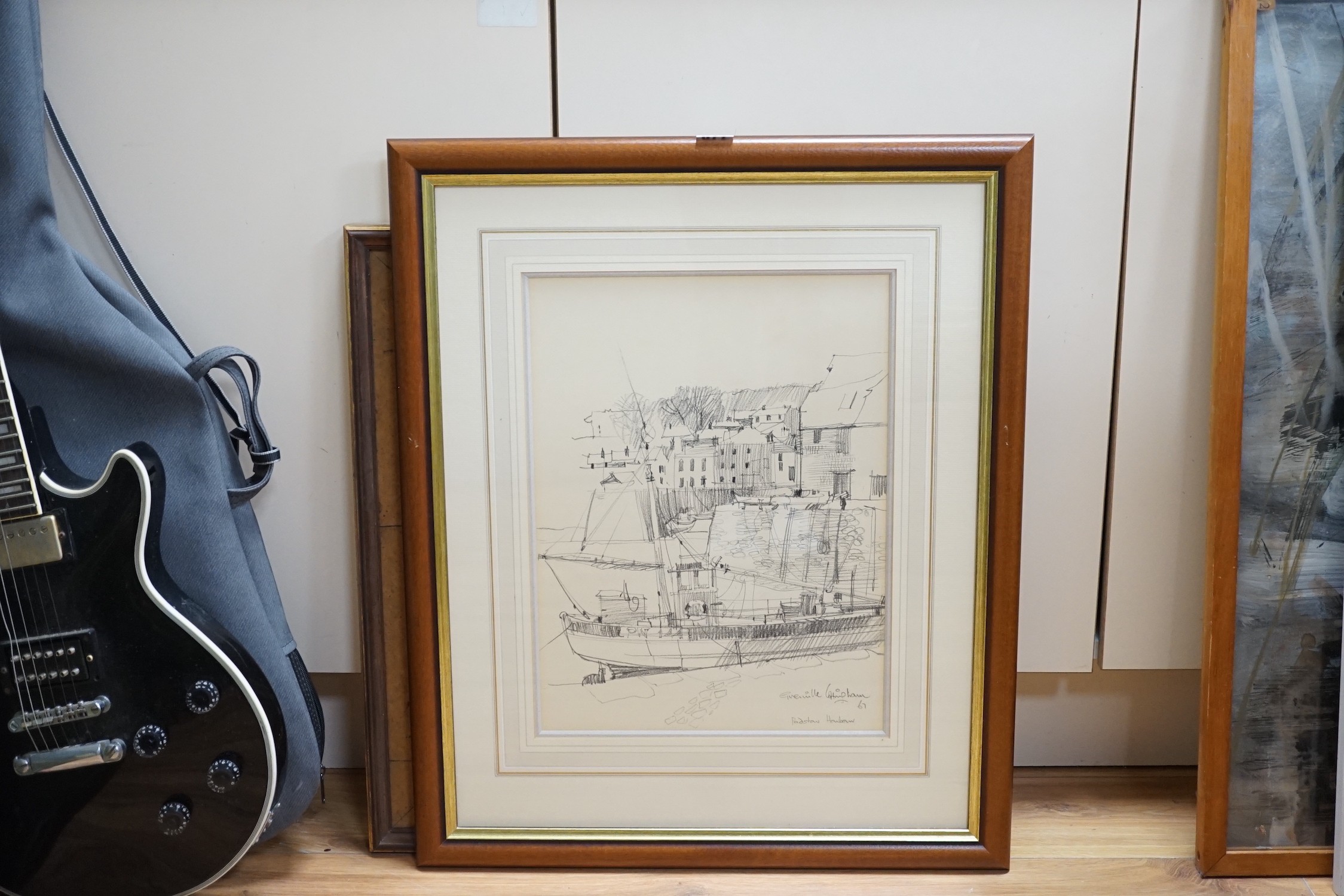 Grenville Cottingham (1943-2007), pencil drawing, 'Padstow Harbour', signed and dated '67, 41 x - Image 2 of 2