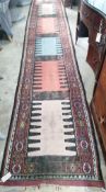 A polychrome flatweave runner, 400 x 75cm *Please note the sale commences at 9am.