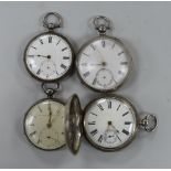 A late 19th century silver Waltham keywind hunter pocket watch, a 19th century silver open faced