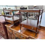 A pair of reproduction mahogany two tier tables, width 46cm, depth 46cm, height 60cm *Please note