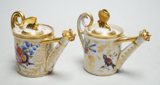 Toy porcelain: Two English porcelain rosewater sprinklers, c.1810, possibly Coalport, each
