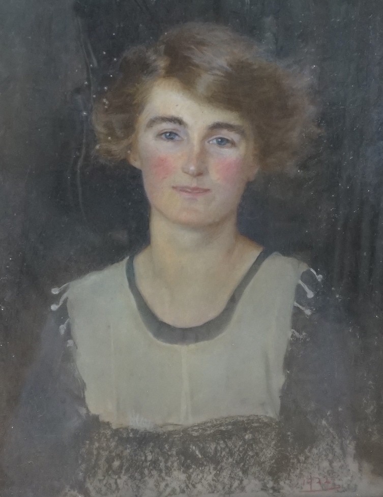 1920's English School, pastel, Portrait of a lady, dated 1922, 72 x 49cm