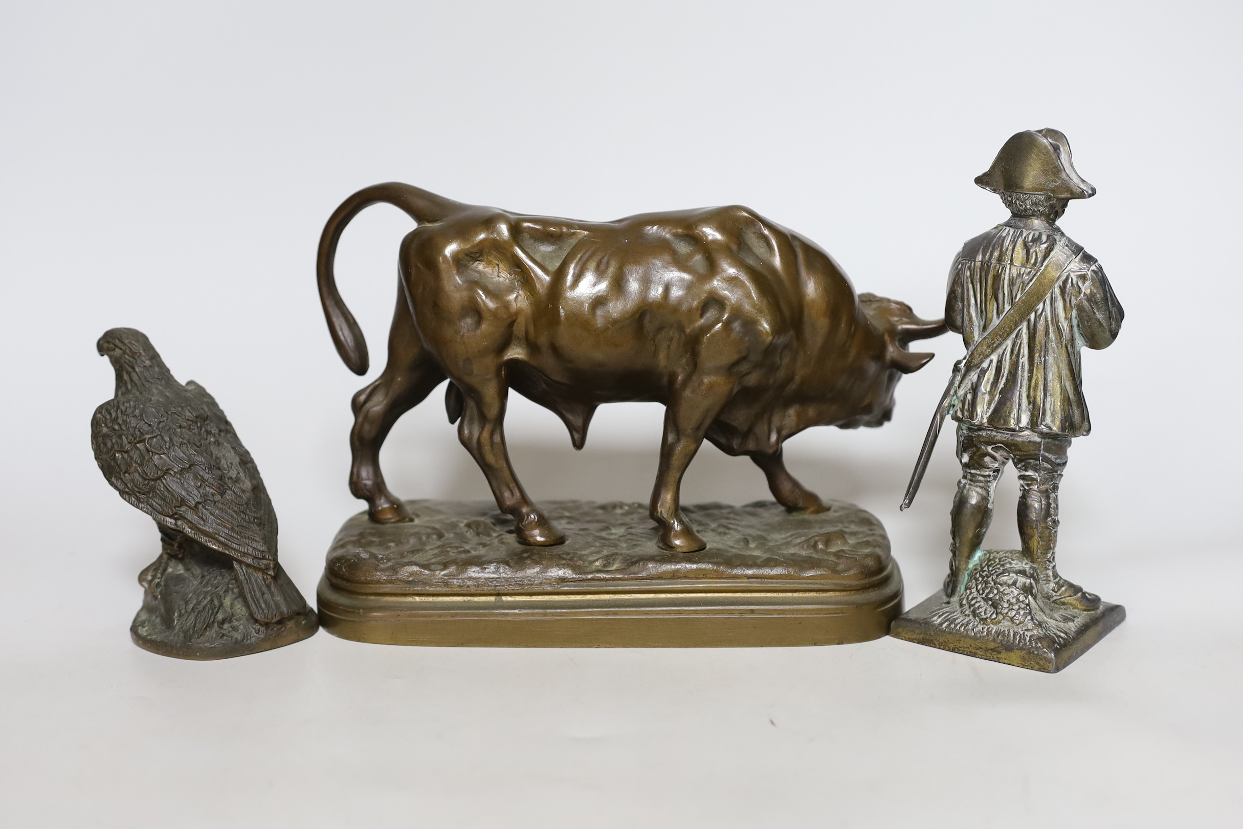 A bronze figure of a cow, together with two other figures, tallest 18cm - Image 2 of 2