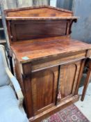 A Victorian mahogany chiffonier, length 81cm, depth 41cm, height 125cm *Please note the sale