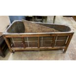 A 19th century French oak bath with zinc liner and cover, length 142cm, depth 65cm, height 64cm *