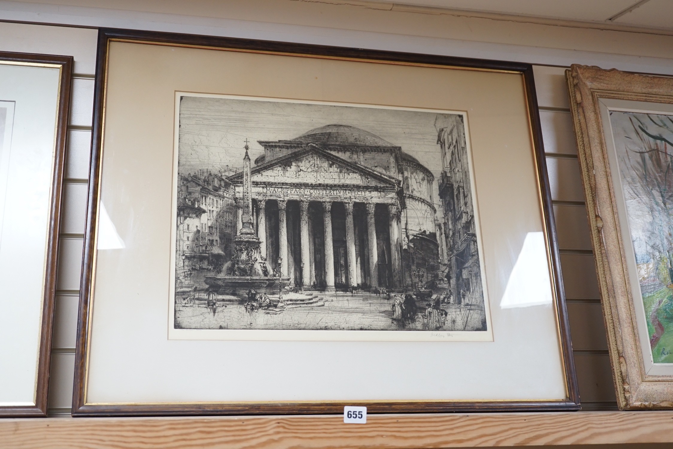 Hedley Fitton (1859-1929), drypoint etching, 'The Pantheon in Rome', signed in pencil, 44 x 55cm - Image 2 of 2