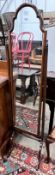 A cheval mirror, width 39cm, depth 45cm, height 159cm and a pair of chairs *Please note the sale