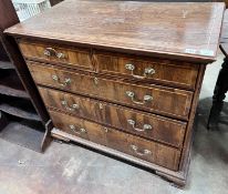 An 18th century later banded walnut chest, width 97cm, depth 56cm, height 88cm *Please note the sale
