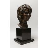 Ronald Cameron (b.1930), bronze bust, 'Cynthia', 41cm tall