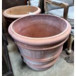 A pair of circular Italian terracotta planters, diameter 55cm, height 46cm *Please note the sale