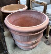 A pair of circular Italian terracotta planters, diameter 55cm, height 46cm *Please note the sale