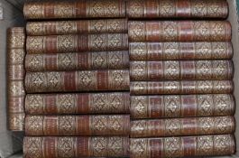 ° ° Dickens, Charles - Works, 17 vols, 8vo, half red morocco with marbled boards, the spines gilt in