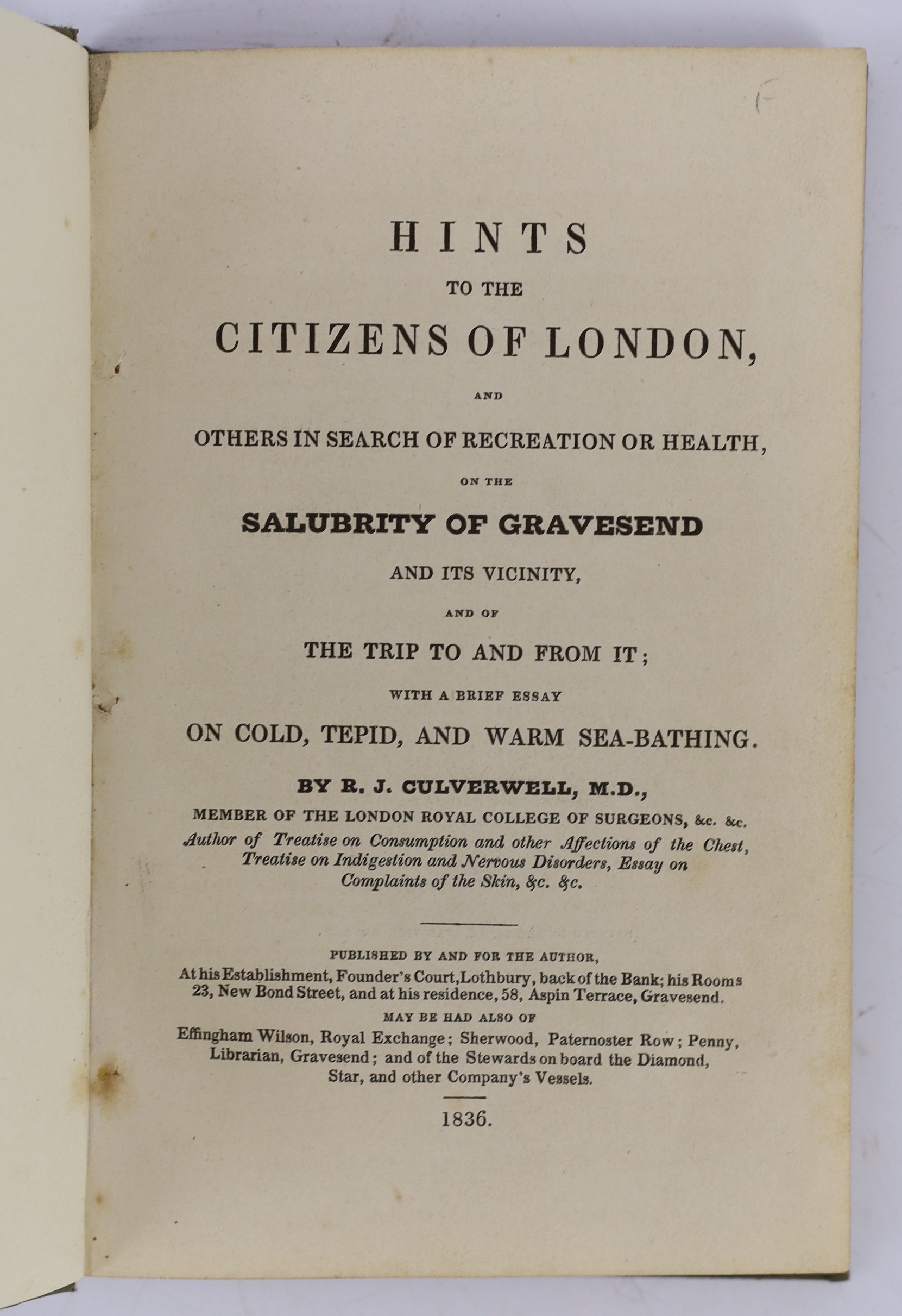 ° ° KENT: Culverwell, R.J. - Hints to the Citizens of London, and others in search of recreation - Image 4 of 5