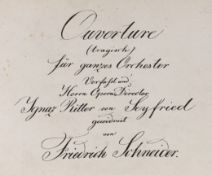 Schneider, Friedrich von - Overture (tragisch) fur ganzes Orchester - manuscript orchestral score,