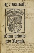 ° ° (Le Breton, John) Cum Privilegio Regali. First Edition. engraved arms on title. (6),(362)ff.,