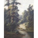 S. Hally, oil on canvas, Wooded river landscape, signed, 53 x 42cm