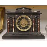 A Victorian slate and marble clock, 34.5 x 27cm
