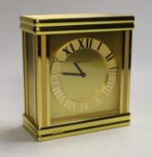 A Tiffany & Co. Swiss made brass clock, 14cm wide, 15.5cm high