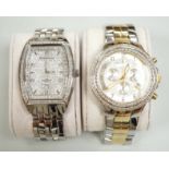 Two gentleman's modern stainless steel Diamond & Co quartz wrist watches, including chronograph,