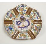 A Chinese cloisonné enamel 'dragon' ashtray, 12cm diameter