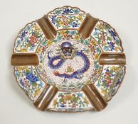 A Chinese cloisonné enamel 'dragon' ashtray, 12cm diameter