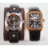 Two gentleman's modern Vostok Europe gilt or stainless steel wrist watches, Arktika and Lunokhod,