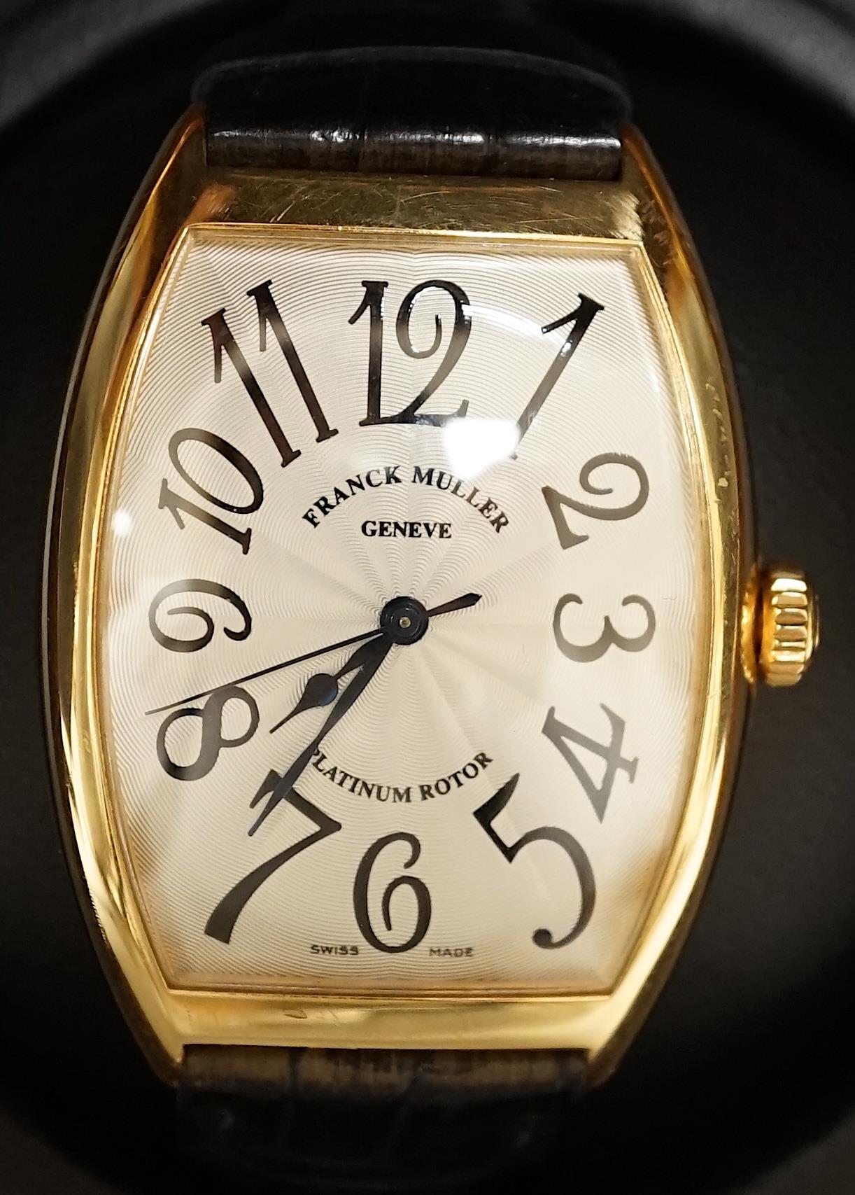 A gentleman's 2005 Swiss 18kt Franck Muller automatic platinum rotor wrist watch, with tumbling