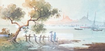 Alice Mary Hobson (1860-1954), three watercolours, 'San Stephano by moonlight from Pasha side'
