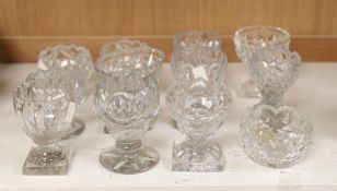 A group of twelve Georgian cut glass salts, tallest 9cm