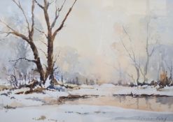 Sydney Foley (1916-2001), watercolour, ‘Winter’, signed with artist label verso, 36 x 50cm